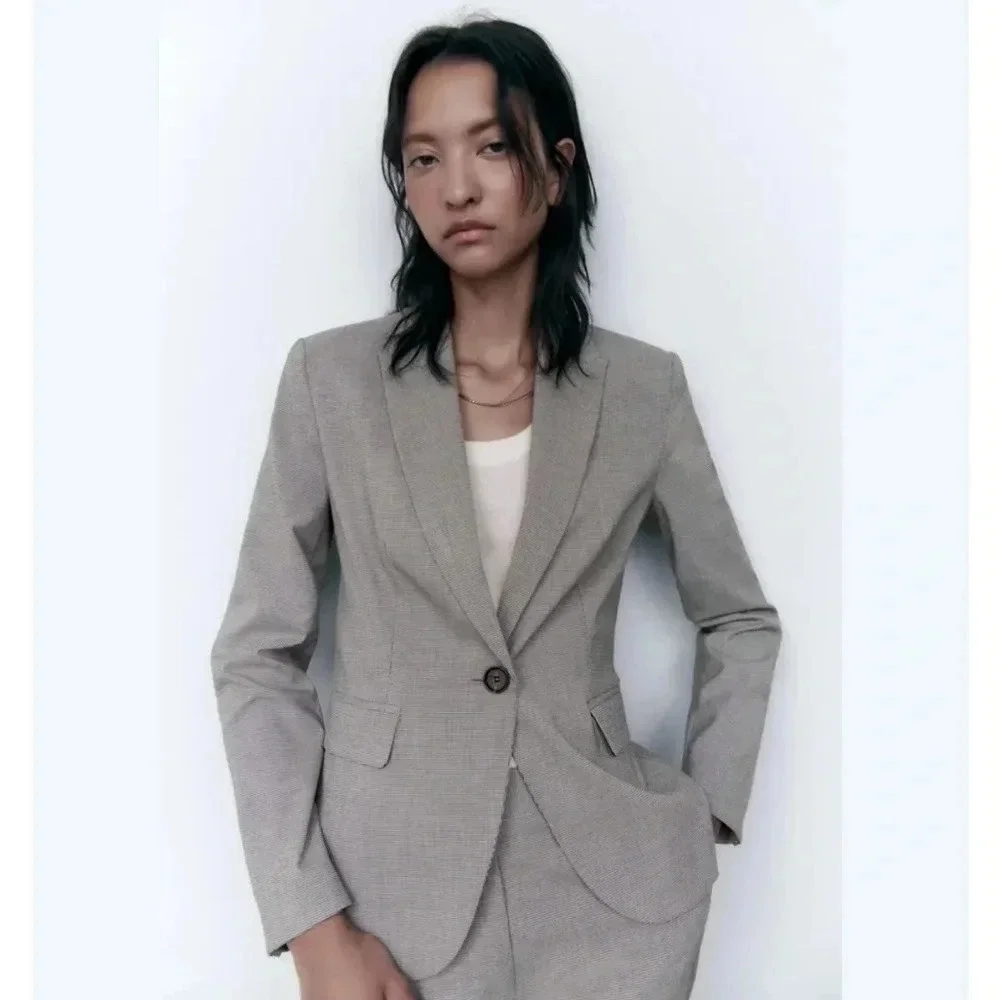 Zara Houndstooth Button Front Blazer Size 2